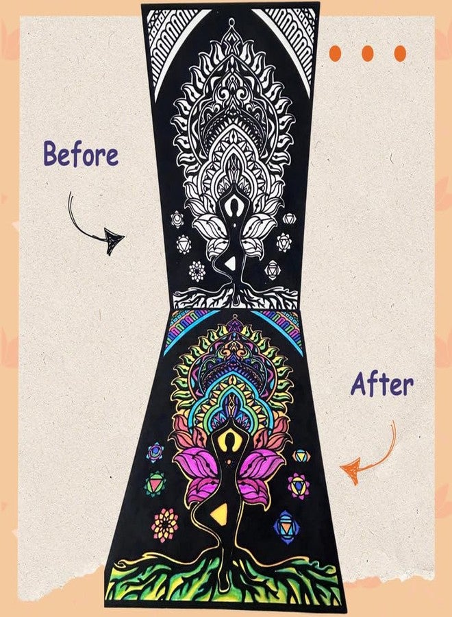 PepPlay Velvet Colouring Canvas - Mindful Yoga | DIY Yoga Theme Gift & Canvas Art for Adults & Kids 9-99 Years | Raised Velvet Keeps Colors in Line | Group Craft Activity, Travel-Friendly & Relaxing - Image 4